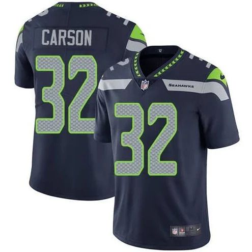 Men Seattle Seahawks #32 Chris Carson Nike Navy Vapor Limited NFL Jersey